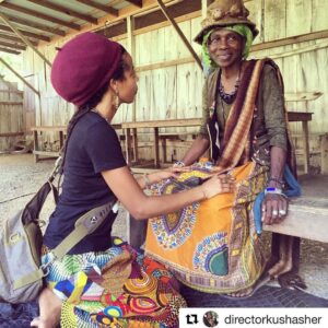 Donisha Rita Claire Prendergast Instagram - Reminder to self: Bended at the feet of our elders is where our stories lay, waiting to be heard. Our stories, the ONE that has been buried under generations of blood, sweat and tears of defiance. Our stories, the ONE that will not allow us to sleep quietly, so we must find a way to let them breathe. Our stories, the symphonies and sole soliloquy of sacrifice and spirit that seep through our skin and settle on our souls. Our story, the plural made singular and singular plural. Not single, or the same, but still ONE. OUR Story. Take the time to listen. 
Mama G is an indigenous woman and leader living in today’s society, who continues the fight to preserve our right to soveriegnity. I Give Thanks for these moments of Grace and Guidance. Seek out your Elders, Love them and Listen to them. #documentourelders #rightourstory #africandiaspora #maroons #rastafari #healingofallnations #oneisapluralnumber #buildcomeunity 📸: @directorkushasher 
On Location in Charles Town Maroon Village for Beat Nation Jamaica Docu-Series. #comingsoon