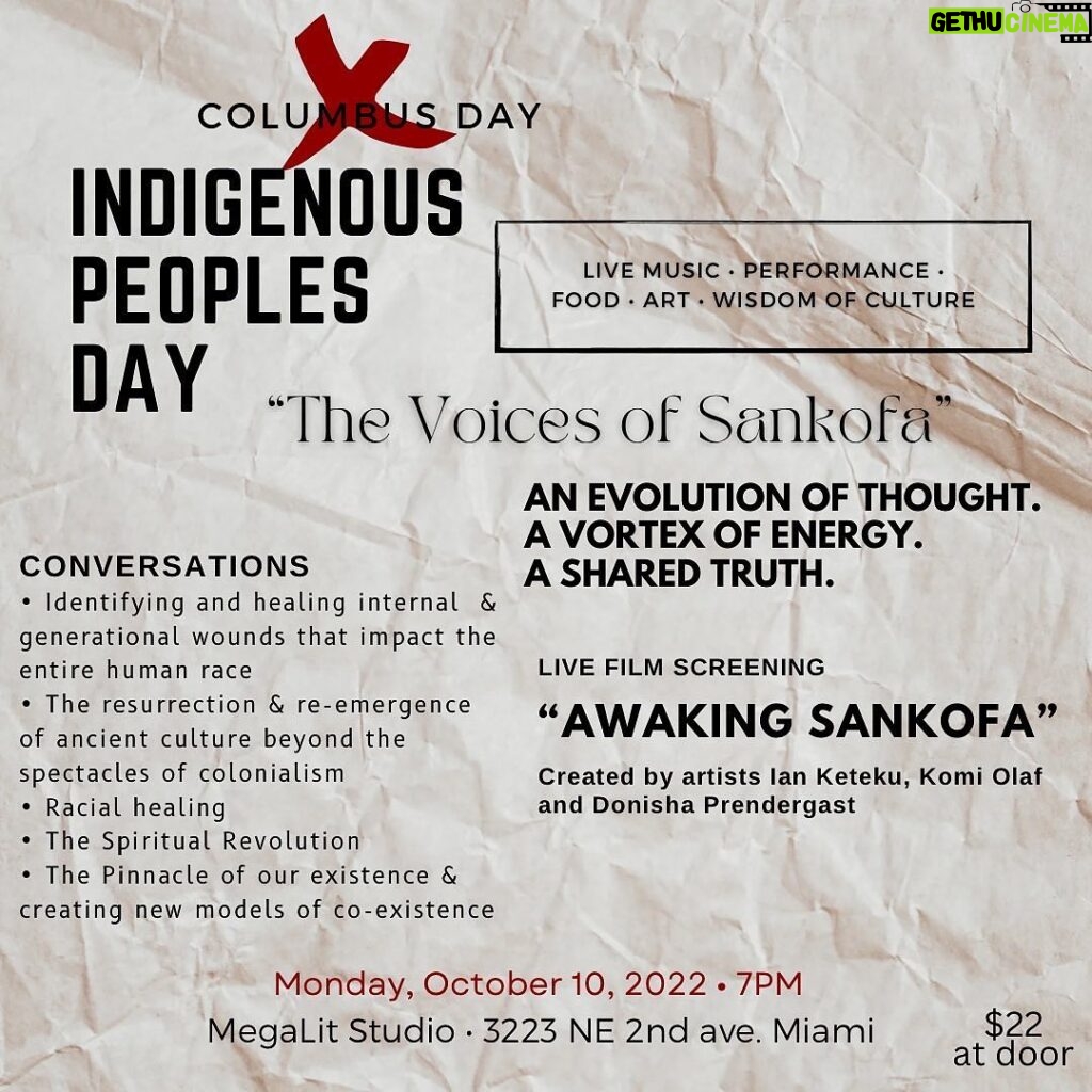 Donisha Rita Claire Prendergast Instagram - When @iamdonisha messages me: “I’m here in Miami and staying for your birthday & the “Voices of Sankofa” event THIS MONDAY” 😭 … Dream come true to have her voice be heard for #IndigenousPeoplesDay | The VOICES OF SANKOFA | 10/10 • 7PM Come FEEL 🌍 WISDOM ✨ L I N K • I N • B I O ••#LinkInBio 🎥 Film Screening of “Awaking Sankofa” by @iamdonisha @komiolaf @ianketeku - Of course this first link up in town was at @groovetheorymiami @roosterovertown 🥳🙌🏽 #HistoricOvertown #LibraSzn