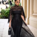 Dorra Instagram - Where I find myself.. 🖤 #paris #parisfashionweek Wearing @gemymaalouf dress And @dior bag Styling & makeup by me Hair @patrickandmarcel Paris, France