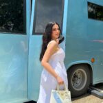 Dorra Instagram - 🤍🚙👒🥥☘️🥟🦋 Our love is white and blue. Find the color of your love with the new #PradaGalleria @prada #DorraZarrouk Bangkok, Thailand