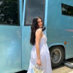 Dorra Instagram - 🤍🚙👒🥥☘️🥟🦋 Our love is white and blue. Find the color of your love with the new #PradaGalleria @prada #DorraZarrouk Bangkok, Thailand