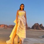 Dorra Instagram - Throwback to those unpublished beautiful shots in this magic place Alula wearing a dress by @maisonyeya Styled by my dear @youmnamoustafa Makeup @monagamalofficial 🤍 #boho chic #boho #style #icon #cinematic #beauty #artistic #dorra #DorraZarrouk AlUla, Saudi Arabia