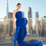 Dorra Instagram - Feeling like a 🦅💙🌇 Wearing @gauravguptaofficial Styled by @mohamedashraff Makeup @monagamalofficial 📸 @theebory Dubai - دبى