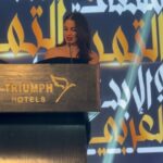 Dorra Instagram - شكرا على جائزة التميز والإبداع عن دوري في مسلسل الأجهر 🎖️شكرا لكل المحبيّن دائما. Dress @nourfathallah Stylist @saeedramzi Jewlery @michaelorojewellery 📸 @salahalkashef Makeup @monagamalofficial Hair @chezrichard New Cairo