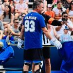 Doug Gilmour Instagram - Had a blast today with Quinton Byfield and Nazem Kadri Ball Hockey Pro V Stars game at the National Bank Open. This is my kind of skating! #ballhockey #stars #tennis #NBO #nationalbankopen