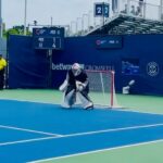 Doug Gilmour Instagram - Had a blast today with Quinton Byfield and Nazem Kadri Ball Hockey Pro V Stars game at the National Bank Open. This is my kind of skating! #ballhockey #stars #tennis #NBO #nationalbankopen