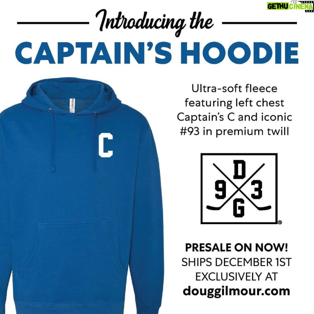 Doug Gilmour Instagram - Limited edition drop! Happy Friday everyone check out my new Captain’s Hoodie you’ll love this one. Available now at douggilmour.com