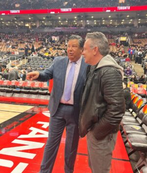 Doug Gilmour Instagram - Shout out to my good friends @navbhatiasuperfan and @rinkdiddy for letting @_victoriagilmour sit courtside for the Raps warmup last week!

#raptors #raps #basketball #scotiabankarena