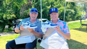 Doug Gilmour Instagram - Check out these custom Air Force 1’s! A special gift for Wendel and I from @sonya_gilmour_dtpd and @team93marketing - limited Edition 1 of 1 😂 

A special Thank You to artist @chudystudios for the great work on these 🎨 

#customkicks #airforce1 #airforce1custom #wendelclark #douggilmour #capncrunch #killer