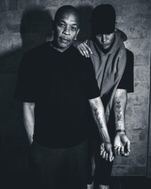 Dr. Dre Instagram - Just got matching tattoos with my son @truiceyoung. It’s in the DNA. California Love!!