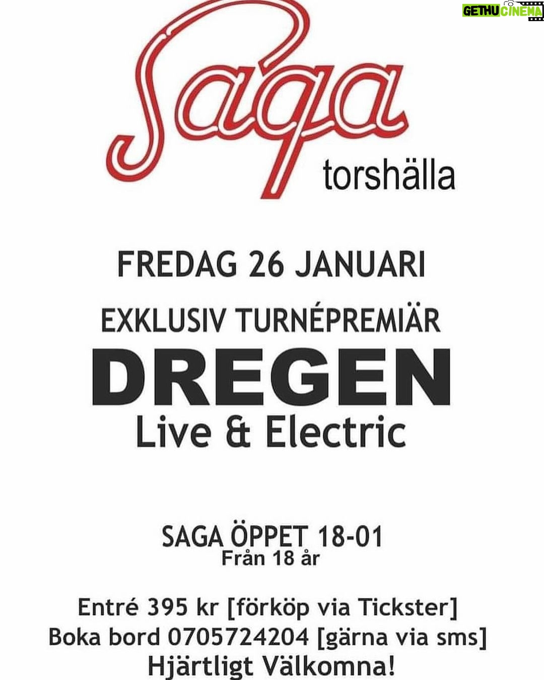 Dregen Instagram - En vecka kvar till Turnépremiären på Saga Salongen i Torshälla & Pigalle i Nässjö dagen efter! Biljetter köper du i mitt Linkträd i bion! Eller på Tickster! ✖️♥️ Vart ses vi? På vilket ställe i vilken stad? 26 jan Torshälla Saga Salongen 27 jan Nässjö Pigalle 2 feb Sundsvall Centralen 3 feb Gävle Central teatern 10 feb Örebro Clarion 11 feb Stockholm Biblioteket Live 15 feb Alvesta Pop Corner 16 feb Malmö Plan B 17 feb Göteborg Galej 18 feb Oslo Brewgata
