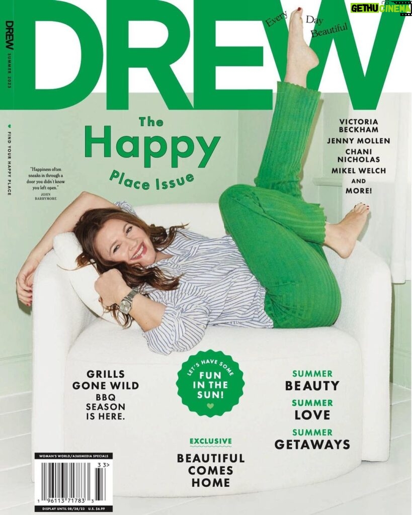 Drew Barrymore Instagram - I was so excited to shoot The Drew Chair by @beautifulbydrew for this cover of Drew Magazine! This chair is one of my many happy places, so in honor of that and the chair being on the cover, I’m so excited to share that there are a limited number of chairs available NOW on Walmart.com! The Happy Place Issue of Drew Magazine is OUT NOW and it’s available wherever you get your magazines! 📸 @livingstonjenny
