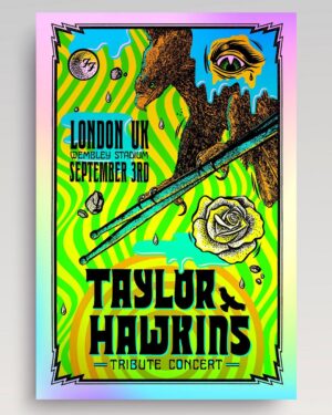 Dug One Instagram - **UPDATE - SOLD OUT -This is our poster we designed for tonight’s @foofighters Taylor Hawkins Tribute Show at Wembley Stadium. We will be releasing this 5 color silkscreen print printed by our folks over @industryprintshop signed and numbered artists proofs at 3:00pm EST the link will be in our bio.
