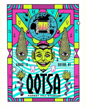Dug One Instagram - Live from New York! Our print for tonight’s @queensofthestoneage show in Queens. Printed by the solid crew @industryprintshop link in our Instagram bio. Queens in Queens!