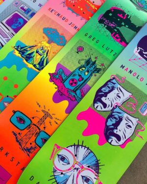 Dug One Instagram - Pro Model skateboard decks we rocked for @darkstarskate called “The New Normal” 🕒 👁 💧🌍