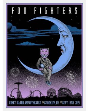 Dug One Instagram - This is our poster design for tonight’s sold out @foofighters show at Coney Island Amphitheater. UPDATE: We will have a limited amount of both the regular and variant print available online this Friday. We are working out the details with a new fulfillment partner, and will post the final info on Thursday afternoon.