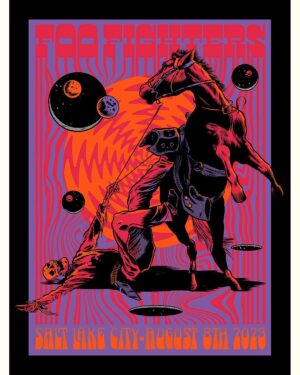 Dug One Instagram - Hello! Here’s our print for tonight’s @foofighters show in Salt Lake City. We will have a limited amount available from the Numbered Editions. The Edition is 650 regular prints, and 225 foil variants printed by our crew over @industryprintshop The sales will begin tonight at 7:00pm Eastern Time Zone (5:00pm Salt Lake City Time) the link for purchase will be in our Instagram bio.