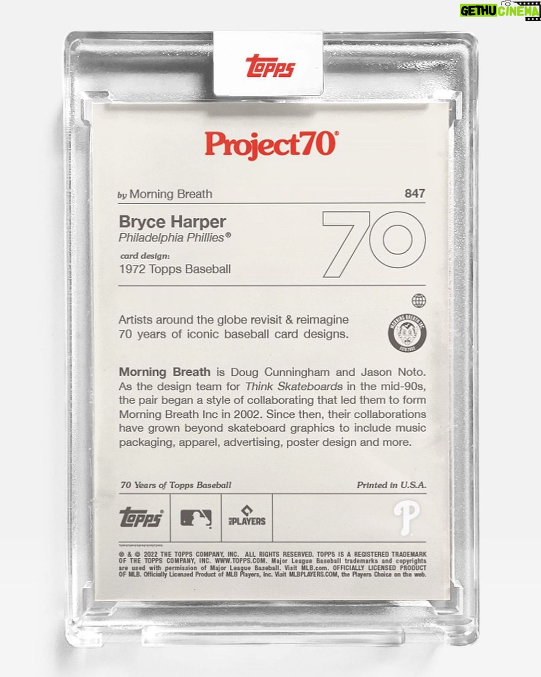 Dug One Instagram - Topps Project70 Card #847 // 1972 Bryce Harper @toppsproject70 @bryceharper3 @topps available at Topps.com for the next 70 hours #mbtopps70