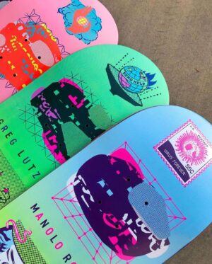 Dug One Instagram - Pro Model skateboard decks we rocked for @darkstarskate called “The New Normal” 🕒 👁 💧🌍