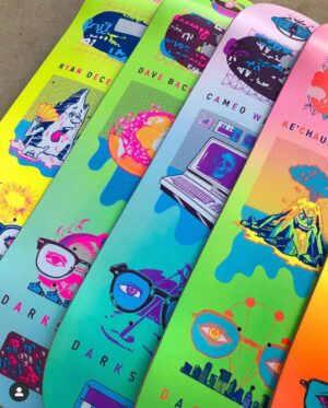 Dug One Instagram - Pro Model skateboard decks we rocked for @darkstarskate called “The New Normal” 🕒 👁 💧🌍