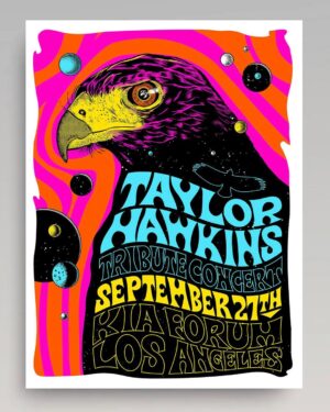 Dug One Instagram - UPDATE: SOLD OUT! Thank you. This is our poster we designed for the Sept 27th @foofighters Taylor Hawkins Tribute Show at KIA Forum in Los Angeles. We will be releasing this 5 color silkscreen print printed by our folks over @industryprintshop signed and numbered artists proofs at 12:00pm PT/3:00pm EST Tuesday Sept 27th. the link will be in our bio.