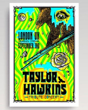 Dug One Instagram - **UPDATE - SOLD OUT -This is our poster we designed for tonight’s @foofighters Taylor Hawkins Tribute Show at Wembley Stadium. We will be releasing this 5 color silkscreen print printed by our folks over @industryprintshop signed and numbered artists proofs at 3:00pm EST the link will be in our bio.