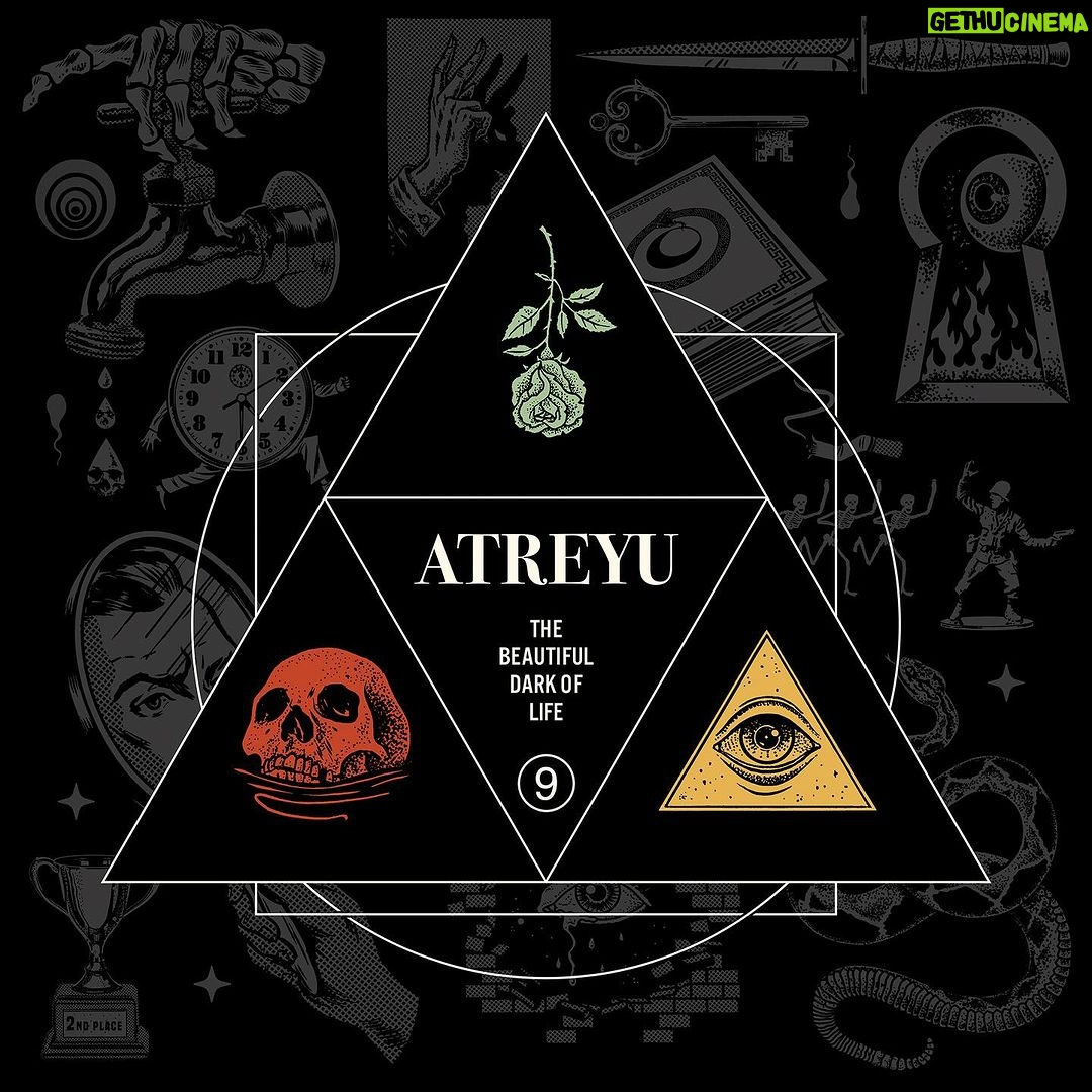 Dug One Instagram - LP design for @atreyuofficial New Album: The Beatiful Dark Life. Using images from 3 EP’s released earlier this year to create this final LP design