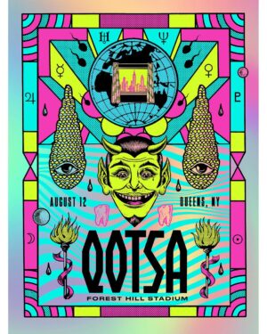 Dug One Instagram - Live from New York! Our print for tonight’s @queensofthestoneage show in Queens. Printed by the solid crew @industryprintshop link in our Instagram bio. Queens in Queens!