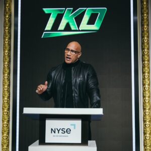 Dwayne Johnson Instagram - From $7 bucks to this surreal day. 
Crazy. 

Thank you @nyse for the incredible & very warm  welcome. 

Honored to join the Board of Directors for @tkogrp and honored to ring the iconic bell to open our market. 

Let’s get to work. 
@wwe @ufc 
#peopleschamp

@thisisamandaw 📸