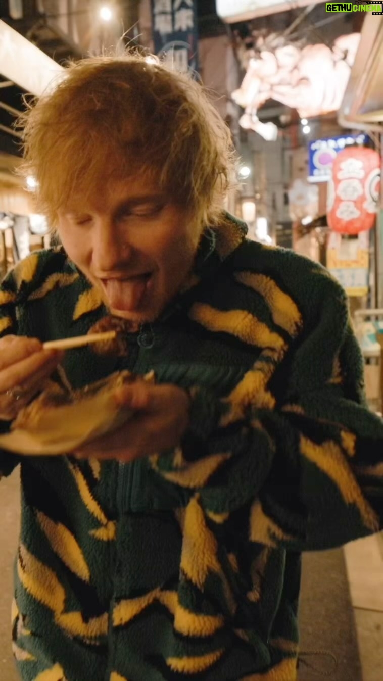 Ed Sheeran Instagram - Eating octopus balls in Osaka
