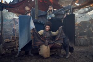 Eleanor Worthington-Cox Instagram - BRITANNIA III IS HERE !!! If you’ve already binged the entire series (like any sane human would), here are some pictures of the mucky little chosen one and lots of people I love to cheer you up… if you haven’t… DO IT NOW. 😈

Oh and keep your eyes peeled for even more cheeky BTS pics to come 👀 

#BRITANNIAIII #BRITANNIA3 @skytv @vertigo_films @britannia_tv