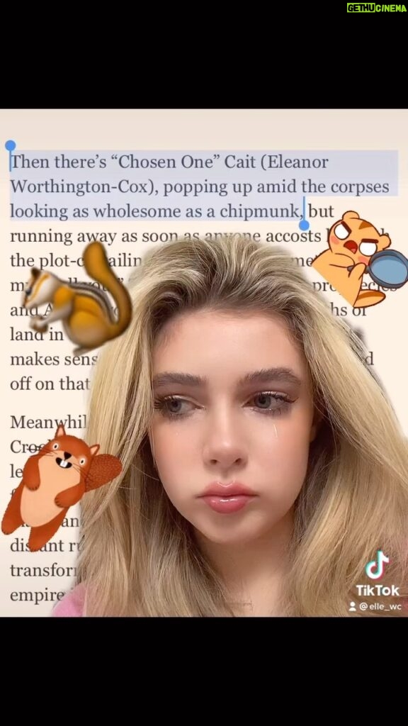 Eleanor Worthington-Cox Instagram - this chipmunk has (finally) just joined tiktok!!! for all kinds of dumb content go follow elle_wc 🙃♥️ #atleastwegotagreatreview #BRITANNIA #BRITANNIA3 #mustbetheseasonofthewitch