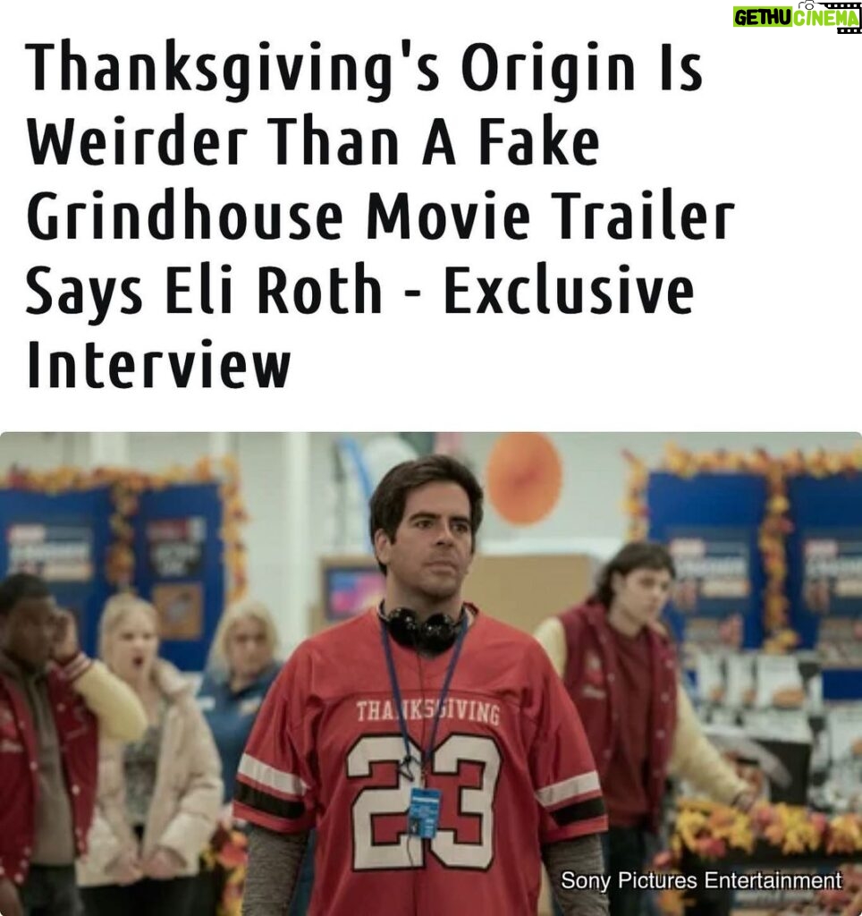 Eli Roth Instagram - It’s true. Looper article out now. @thanksgivingmovie shirt designed by @addisonraee Plymouth, Massachusetts