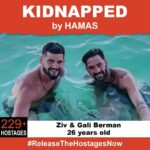 Eli Roth Instagram - October 7, twin brothers Ziv and Gali were kidnapped by Hamas terrorists who invaded Israel. They are among over 229 hostages being held captive in Gaza in unknown conditions for over three weeks. They need to be safely released! Release Gali & Ziv now! #ReleaseTheHostagesNow #NoHostageLeftBehind To see photos of all of the hostages and to share a poster yourself, please visit @kidnappedfromisrael
