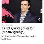 Eli Roth Instagram - My awesome list of awesome 80s movies is up now at @indiewire. You can’t narrow down from 1,000 films from my favorite decade to a top 10 but I picked ones I’ll never turn off if they’re on late night cable. Great article with tons of fantastic filmmakers giving lists. by @davidehrlich