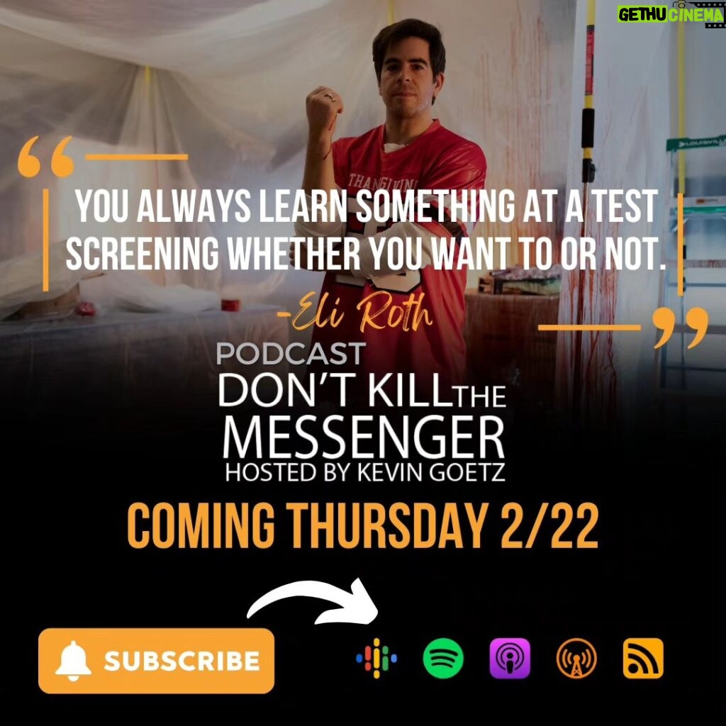 Eli Roth Instagram - Prepare yourselves for an epic episode on the #DontKilltheMessenger #podcast. On Thursday 2/22, horror maestro Eli Roth, the genius behind films like Thanksgiving, Hostel, and Cabin Fever, takes us on a thrilling journey into the heart of cinematic terror, while also discussing his embrace of audience research. Don't miss out! #DKTMpodcast #EliRoth #Thanksgivingmovie @realeliroth