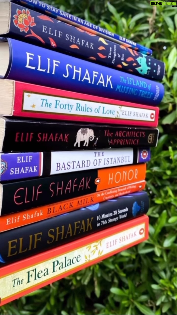 Elif Şafak Instagram - Thank you for the lovely video and for reading my books for so many years @tazreenbookish_ #bookloversunite #bookloversclub #theislandofmissingtrees #thefortyrulesoflove #thebastardofistanbul #elifshafak #booksarelove 📚📚📚 bir okurum paylaşmış, okuduğu sırayla kitaplarımı, çok teşekkür ederim size #kitapseverler #kitapkurtları #okuyankadinlarkulubu #okudukçabüyürinsan #neokudum #neokuyorum #kitaptavsiyeleri