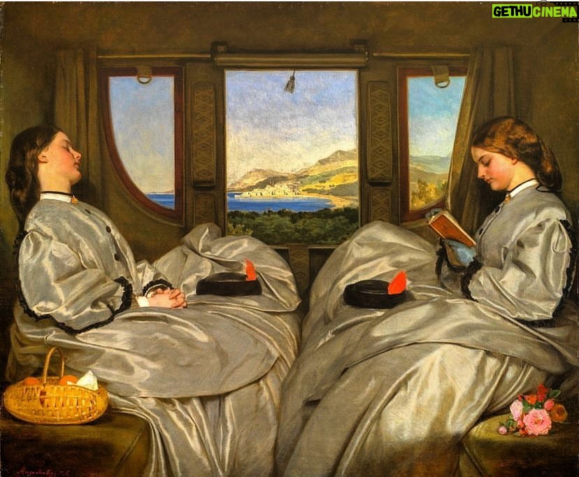 Elif Şafak Instagram - One of my favourite paintings. I love the symmetry, the asymmetry. Almost identical they seem to be at first glance, but are they sisters or friends or perhaps they are the two sides of the same person? I like the gentle contrast between sleeping and reading. The Traveling Companions, from 1862. The artist Augustus Leopold Egg was born in London and he died in Algiers. He loved literature. Dickens described him as a “dear gentle fellow”. #keepreading #birminghammuseumofart #womenwhoread #womenwhowrite #readmorewomen @bhammuseum 📚📚📚 çok sevdiğim resimlerden biri, “yol arkadaşları” tablonun ismi 1862 senesinde yapılmış, ressam Londra doğumlu Cezayir’de vefat eden Augustus Leopold. Biri uyuyan diğeri okuyan iki kadın #okuyankadınlar #okuyankadinlarkulubu #kadınyazarlar #neokudum #neokusam #kitapokur #okumakiyileştirir