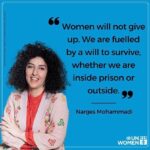 Elif Şafak Instagram - Imprisoned for defending #genderequality and #womensrights for supporting most basic and universal human rights. I find it very important that the brave and remarkable Narges Mohammadi was awarded the Nobel Peace Prize. For so many years and decades she has defended human rights for all, although at tremendous and heartbreaking personal costs. She must be released immediately. ALL human rights activists held in prison in Iran (surely in Turkey as well) must be released. Deepest respect solidarity sisterhood… #nargesmohammadi #womensrightsactivist #womensrightsmovement #middleeasternwomen #sisterhoodispowerful #equalityforall #nobelpeaceprize #womenoftheword #womenoftheworld #womanlifefreedom #jinjiyanazadi 📚📚📚 İranlı kadın hakları savunucusu Nergis Mohamedi’nin Nobel Barış Ödülü’nü alması hem çok önemli hem çok güzel hem de buruk bir haber. senelerdir kadın haklarını, insan haklarını, toplumsal eşitliği savunan ve idam cezasına karşı duran, demokrasi talep eden çok kıymetli bir ses ve bütün bunları yaptığı, yapabildiği için çok büyük bedeller ödedi, halen hapiste. O ve tüm hak savunucuları bir an önce özgür bırakılmalı. Sadece İran’da değil Türkiye’de de hapislere atılan tüm insan hakları savunucuları. #insanhakları #kadınhakları #kadınyaşamözgürlük
