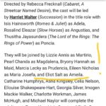 Eliot Salt Instagram - Doing a nice festive Lorca for you lads! (LOOK at that team, I am beside myself) The House of Bernarda Alba, 16th Nov-6th Jan, Lyttleton, National Theatre