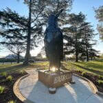 Ella Hooper Instagram - I got a bit excited about Euroa’s newest asset, this giant magpie - or should I say - the Big Magpie! As a touring musician we see all manner of tourist trap big things™️ and they are ohhhh so mostly woeful. Funky mouldy battered and bruised. Misshapen and oft not instantly recognisable as the thing they apparently are! (Peach, Guitar, Koala, I’m looking at you. Banana, Prawn, you’ll keep..) But LOOK at this glorious maggie! He/She is shining proud! Okay. That’s enough civic revelry for me for one day. Awesome gig last night by the way. Thank you for showing out my beautiful North East posse!!! It was such a pleasure to celebrate the Mill’s 150th bday w the awesome people at @northern_republic_euroa ❤️❤️❤️ FOOTNOTE: sculpture by local Nth East artist @tanksartgallery / Tank and Tobin sculpture, check ‘em out! Bravo fellas!!!