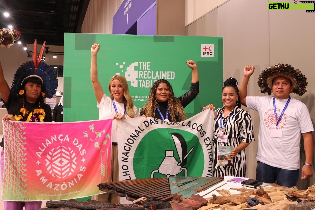 Ellie Goulding Instagram - “If you want to learn about the Amazon - listen to people from the Amazon.” Waleska told me this yesterday when I met her, Raquel, Ubiratan, Leticia and Angelica - 5 young Indigenous activists and local community activists from Brazil at #COP28 with @WWF_UK and @wwfbrasil We talked around the symbolic ‘Reclaimed Table’ created by @ifrc using debris from climate disasters around the world. I would like to thank you all for spending so much time with me.! For sharing your experiences, your stories, and your work with me and @seagull. These beautiful humans are living with the devastating effects of climate change right now as the Amazon experiences one of the worst droughts it has ever seen. Every day they’re fighting to protect the Amazon from illegal deforestation and mining. They’re protecting this vital rainforest for us all. Without it, we lose any chance of a stable climate and world. This was their first COP and it’s amazing to see more Indigenous representatives here than ever before. It’s vital that their voices are heard by the leaders and negotiators here in Dubai. We must ensure a just and equitable climate transition for everyone. We need more action and less broken promises. @aliancadasamazonias @juventudeindigenaro @cnsextrativista @redejandyras @copdasbaixadas @IFRC @unep