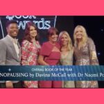 Ellie Taylor Instagram – Dressed all rosy to go to the British Book Awards. Delighted to present HRH @davinamccall and Dr Naomi Potter with Book of the Year for their amazing work, “Menopausing”.
Gorgeous to be in a room filled with fellow book geeks. The geeks shall inherit the earth (…once we’ve just finished this cuppa and the chapter we’re on…)
Beautiful frock lent to me from @queensofarchive. And how gorge is the hair? NORMALISE WOMEN IN THEIR LATE THIRTIES WEARING BOWS 🎀
MUA @gemmatylermua 🥰🥰🥰