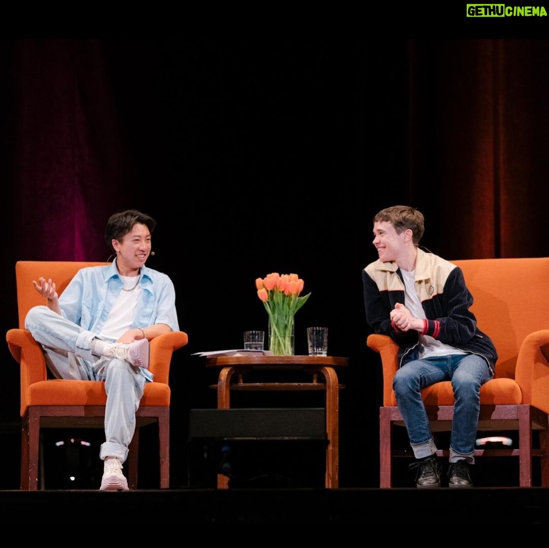 Elliot Page Instagram - SF! So appreciate all of you who sold out the Sydney Goldstein Theater and joined @jesthekid and me on Saturday night. I also want to send a big thank you and much respect to Socorro Cori Moreland and Xavier Davenport from @brotherhood_510 and #PyramidKings, who joined us onstage to discuss the important work of both Bay Area organizations. Brotherhood510, founded by Socorro Cori Moreland, is an organization hoping to fill the gap in services and community for Black trans men in the Bay Area. They support visibility and personal wellness with access to resources & education by and for Black trans-masculine people. Learn more at brotherhood510.org. Pyramid Kings, founded by Xavier Davenport, is a non-profit organization by Black and POC transmasculine people that provides mentorship and support to the community. Learn more at pyramidkings.org. Photo Credit: Jason Henry for City Arts & Lectures