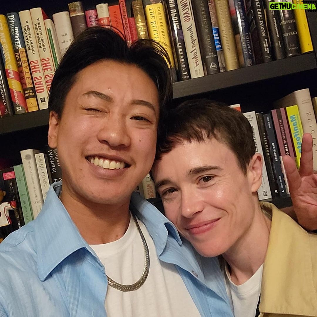 Elliot Page Instagram - SF! So appreciate all of you who sold out the Sydney Goldstein Theater and joined @jesthekid and me on Saturday night. I also want to send a big thank you and much respect to Socorro Cori Moreland and Xavier Davenport from @brotherhood_510 and #PyramidKings, who joined us onstage to discuss the important work of both Bay Area organizations. Brotherhood510, founded by Socorro Cori Moreland, is an organization hoping to fill the gap in services and community for Black trans men in the Bay Area. They support visibility and personal wellness with access to resources & education by and for Black trans-masculine people. Learn more at brotherhood510.org. Pyramid Kings, founded by Xavier Davenport, is a non-profit organization by Black and POC transmasculine people that provides mentorship and support to the community. Learn more at pyramidkings.org. Photo Credit: Jason Henry for City Arts & Lectures