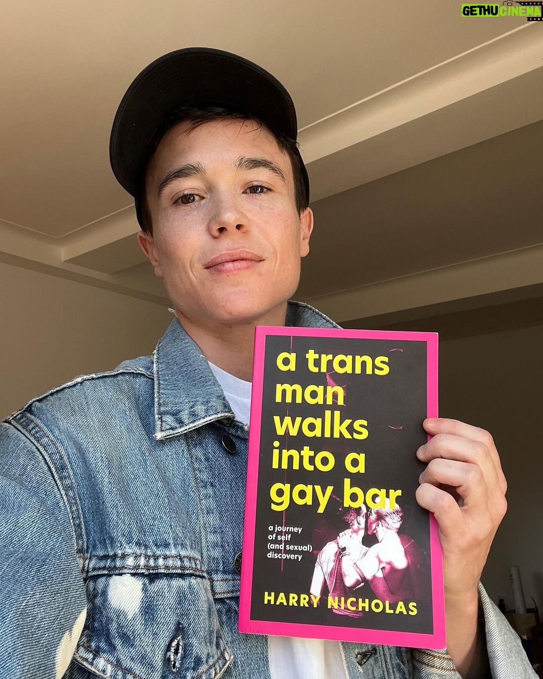 Elliot Page Instagram - I couldn’t put this memoir by Harry Nicholas down - it is thought provoking, moving and very funny. FYI - @harrynicholas_ is also the founder of @transpublishingnetwork, a UK based community-led network for all trans & non-binary people working in the publishing industry. Head to their page to learn more.
