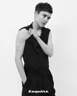 Elliot Page Instagram - Thank you for having me @esquire 

@teamid
Photographer: Ruven Afanador @ruvenafanador
Styling: Bill Mullen @billmulleninc
Hair: Thom Priano @thompriano
Grooming: Frankie Boyd @frankieboyd
Design Director: Rockwell Harwood @rw3ll
Contributing Visuals Director: James Morris @j_alexander_photo
Executive Director, Entertainment: Randi Peck @randipeck
Stylist Assistant: Julia Virkler @juliavirkler
Fashion Editor: Alfonso Fernandez Navas @alfonsofn
Fashion Associate: Rashad Minnick @rashadminnick