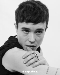 Elliot Page Instagram - Thank you for having me @esquire @teamid Photographer: Ruven Afanador @ruvenafanador Styling: Bill Mullen @billmulleninc Hair: Thom Priano @thompriano Grooming: Frankie Boyd @frankieboyd Design Director: Rockwell Harwood @rw3ll Contributing Visuals Director: James Morris @j_alexander_photo Executive Director, Entertainment: Randi Peck @randipeck Stylist Assistant: Julia Virkler @juliavirkler Fashion Editor: Alfonso Fernandez Navas @alfonsofn Fashion Associate: Rashad Minnick @rashadminnick