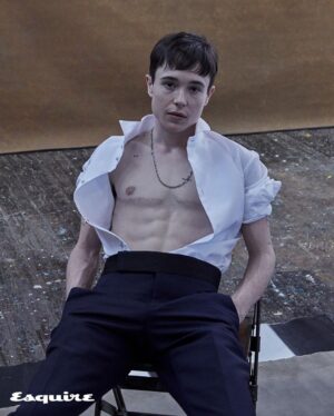 Elliot Page Instagram - Thank you for having me @esquire 

@teamid
Photographer: Ruven Afanador @ruvenafanador
Styling: Bill Mullen @billmulleninc
Hair: Thom Priano @thompriano
Grooming: Frankie Boyd @frankieboyd
Design Director: Rockwell Harwood @rw3ll
Contributing Visuals Director: James Morris @j_alexander_photo
Executive Director, Entertainment: Randi Peck @randipeck
Stylist Assistant: Julia Virkler @juliavirkler
Fashion Editor: Alfonso Fernandez Navas @alfonsofn
Fashion Associate: Rashad Minnick @rashadminnick