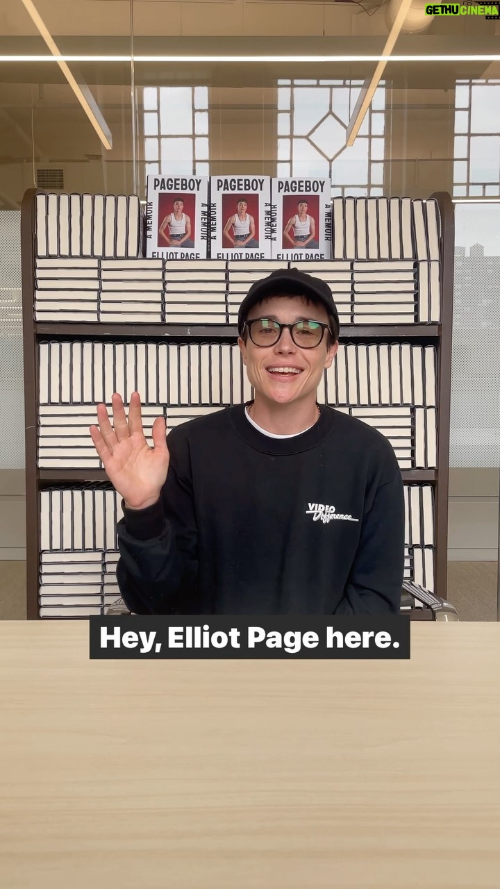 Elliot Page Instagram - In NYC for Pageboy’s release (3 days to go!) and signing your copies for the book tour! I can’t wait to kick the tour off this Tuesday with the incredible @raquel_willis at The Town Hall. Book your ticket, which includes one of these signed copies, at the link in bio!